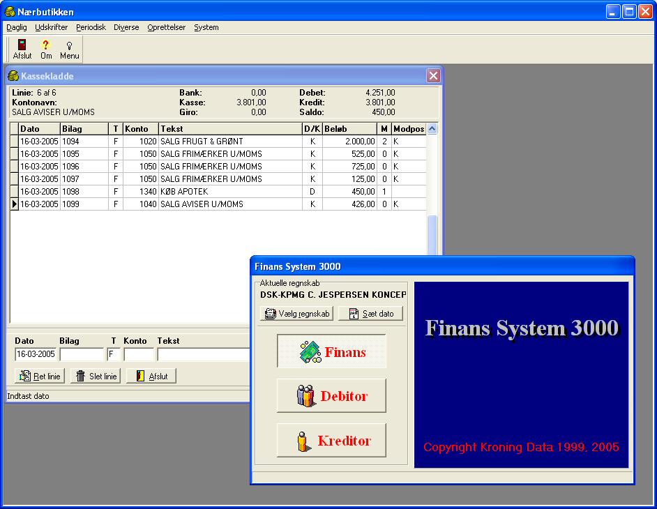 Finans System 3000 Sk�rmbillede